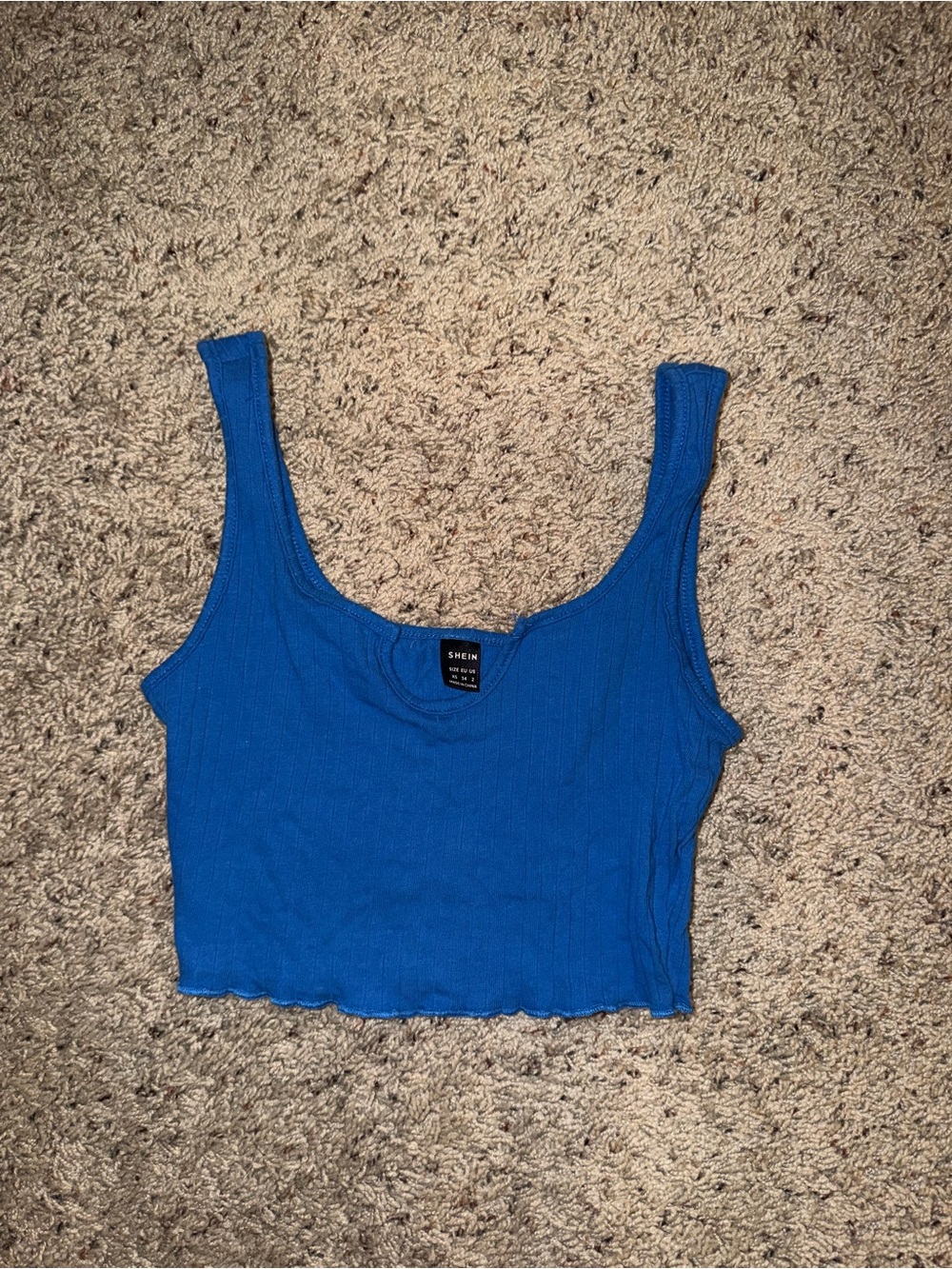 SHEIN Royal Blue Ribbed Crop Tank